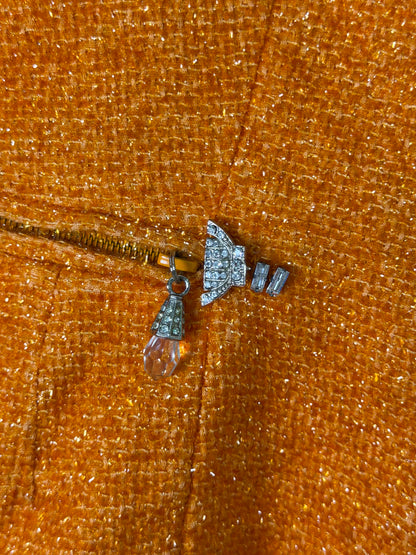 Christian Dior Boutique Embellished Orange Tweed Jacket