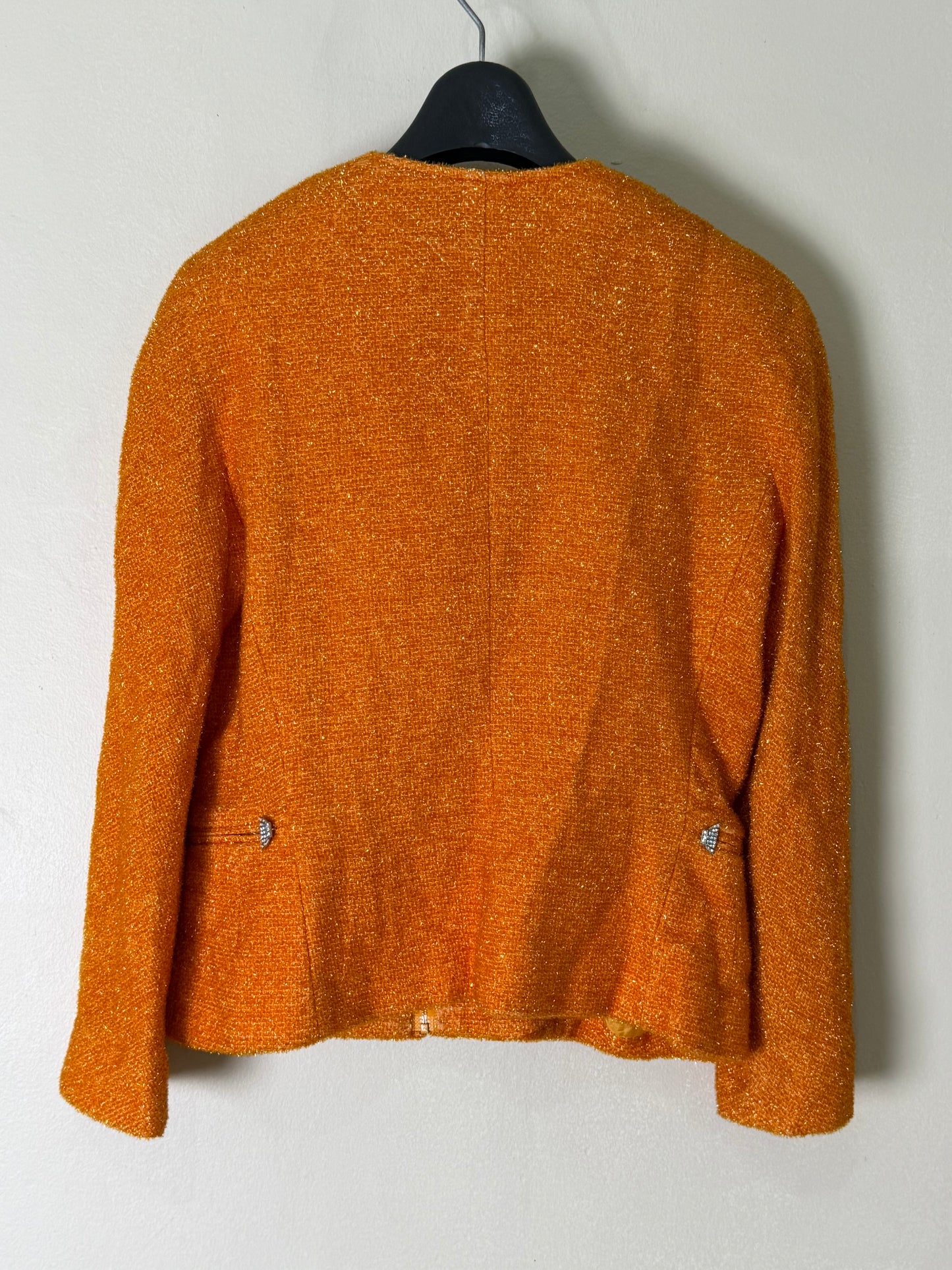 Christian Dior Boutique Embellished Orange Tweed Jacket
