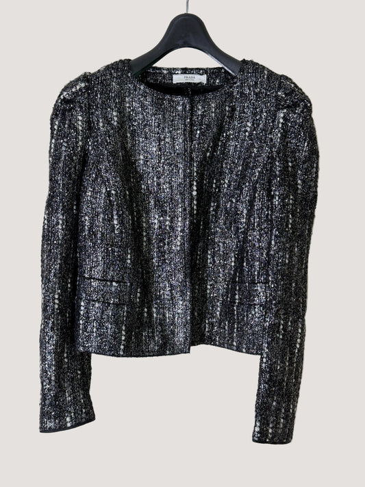 Prada Black Fiber Tweed Jacket
