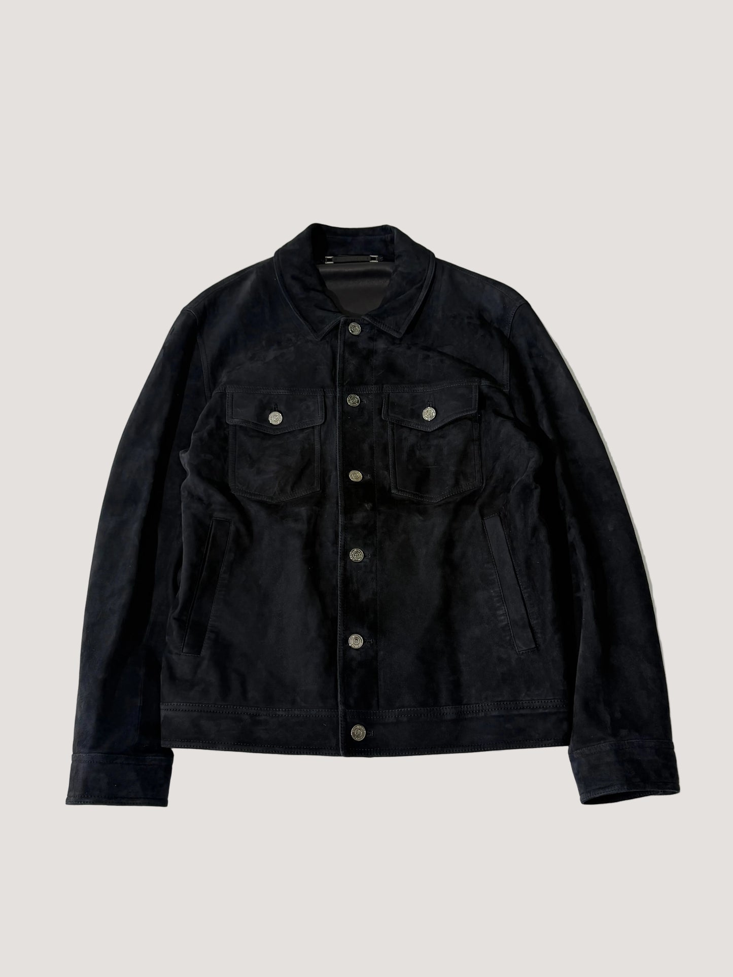 Ermenegildo Zegna Black Leather Suede Jacket