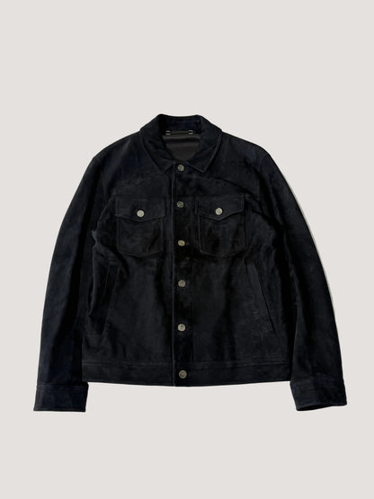 Ermenegildo Zegna Black Leather Suede Jacket