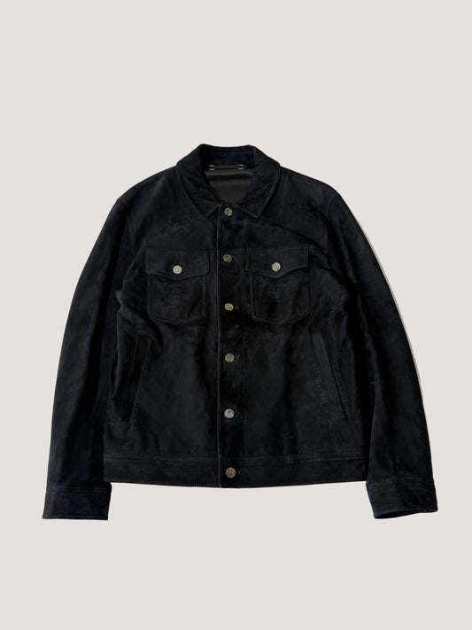 Ermenegildo Zegna Black Leather Suede Jacket