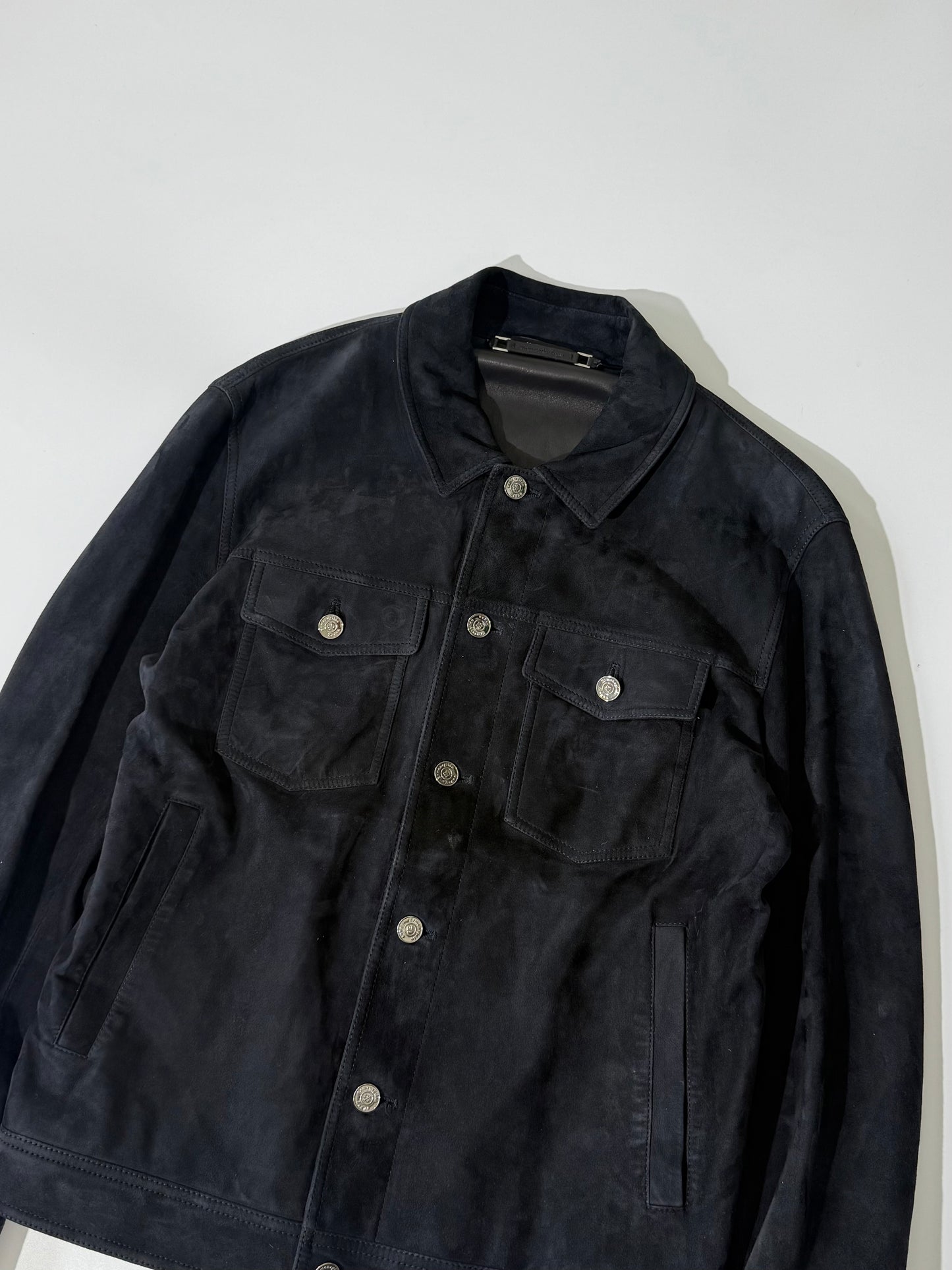 Ermenegildo Zegna Black Leather Suede Jacket