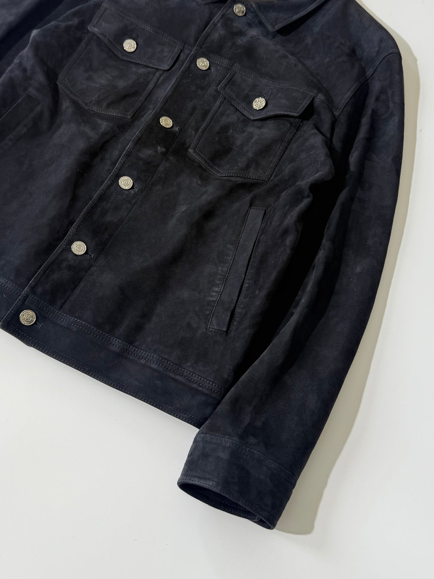 Ermenegildo Zegna Black Leather Suede Jacket