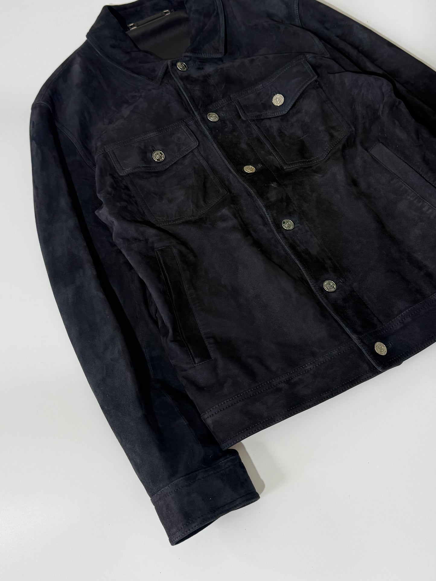 Ermenegildo Zegna Black Leather Suede Jacket