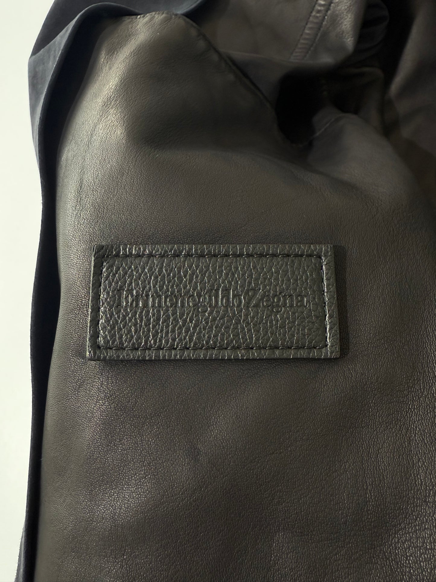 Ermenegildo Zegna Black Leather Suede Jacket