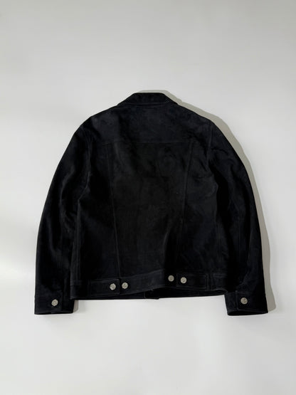 Ermenegildo Zegna Black Leather Suede Jacket
