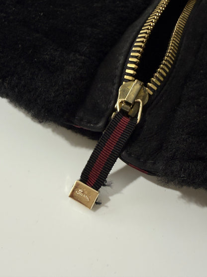 Gucci by Tom Ford Black Fur Collar Shearling Jacket