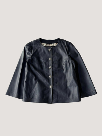 Cruise 2006 Chanel Black Leather Collarless Biker Jacket