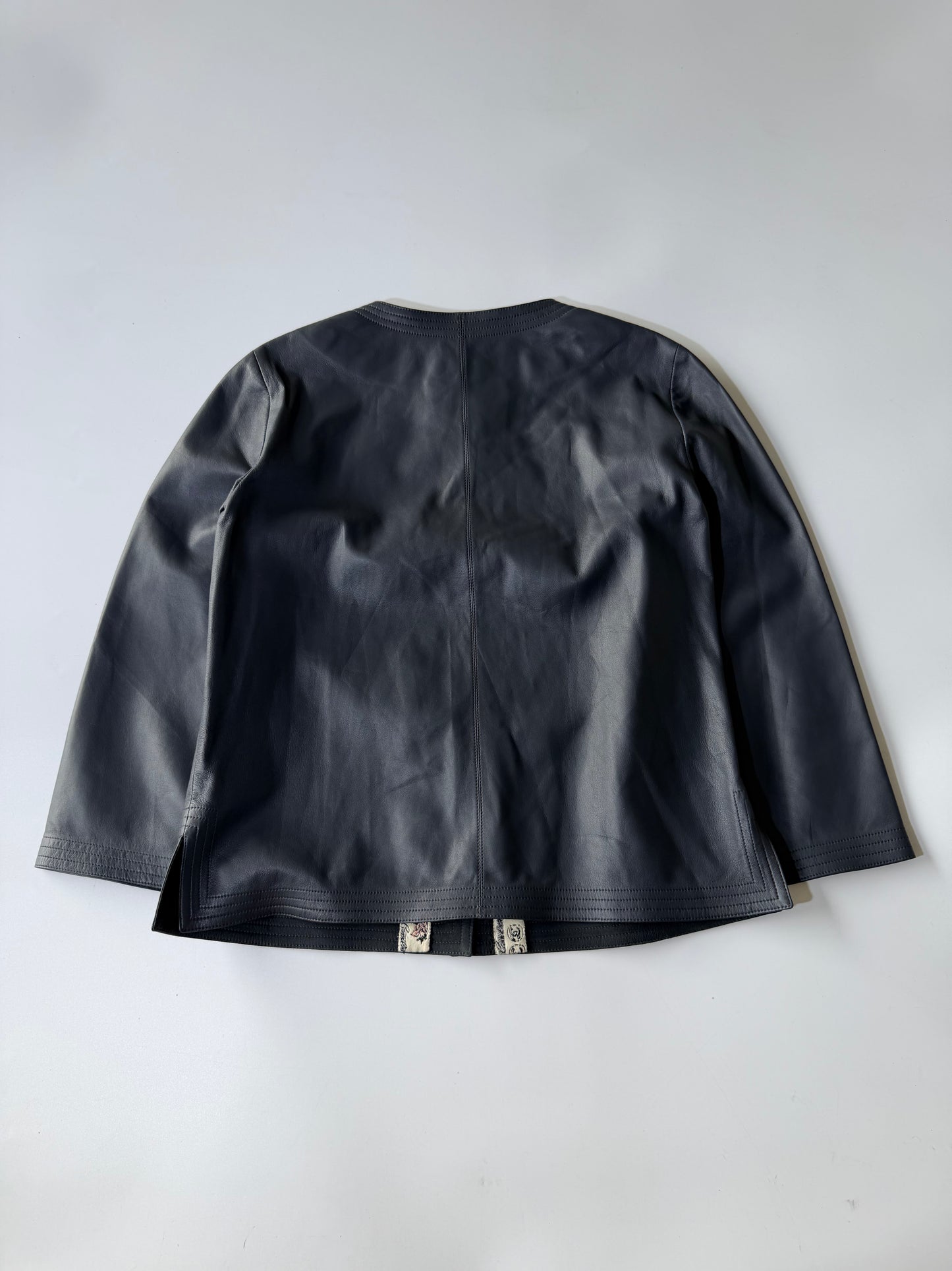 Cruise 2006 Chanel Black Leather Collarless Biker Jacket
