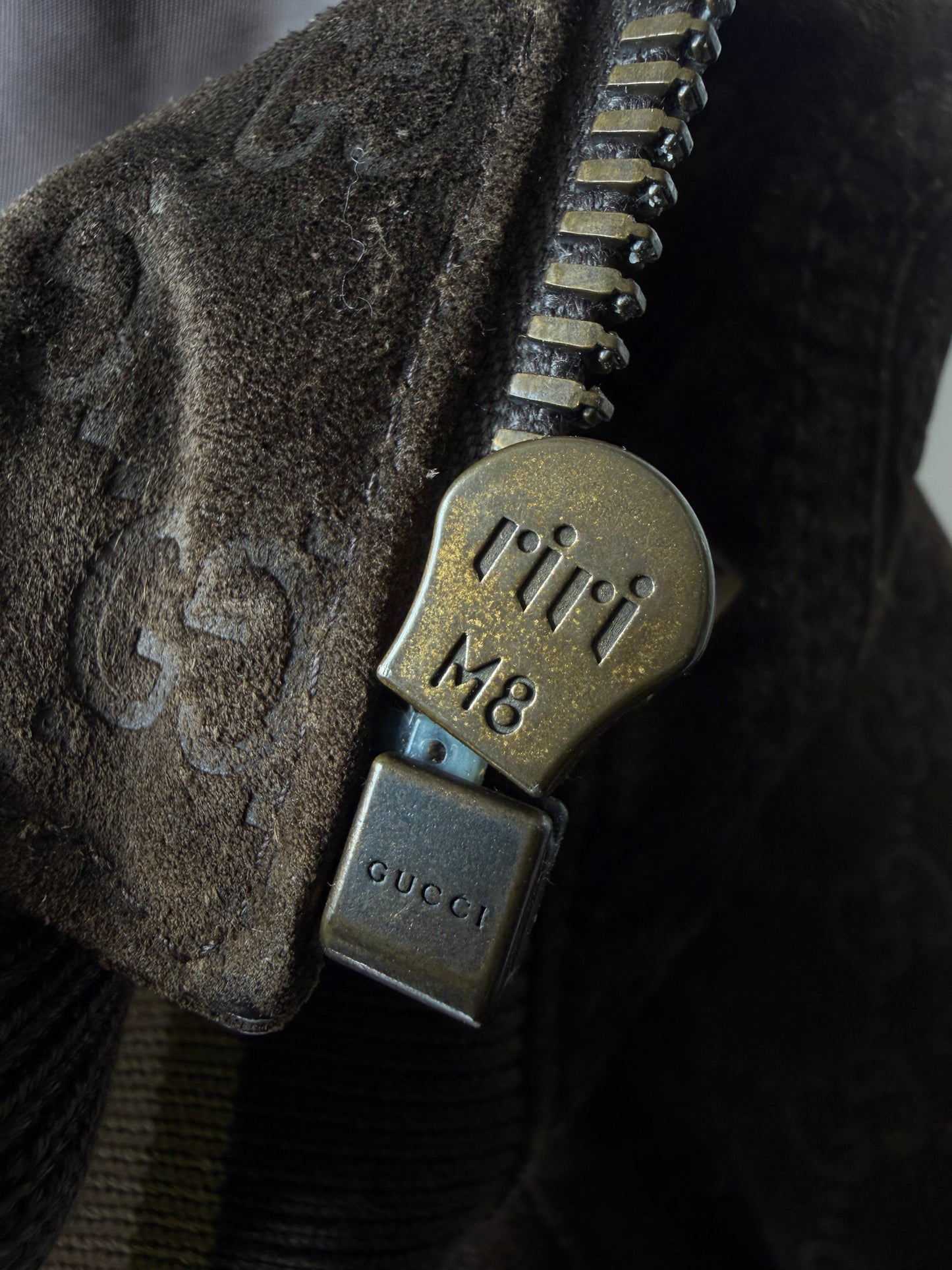 Gucci by Tom Ford Brown Monogram Suede Bomber Jacket