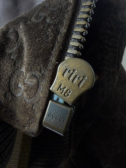 Gucci by Tom Ford Brown Monogram Suede Bomber Jacket