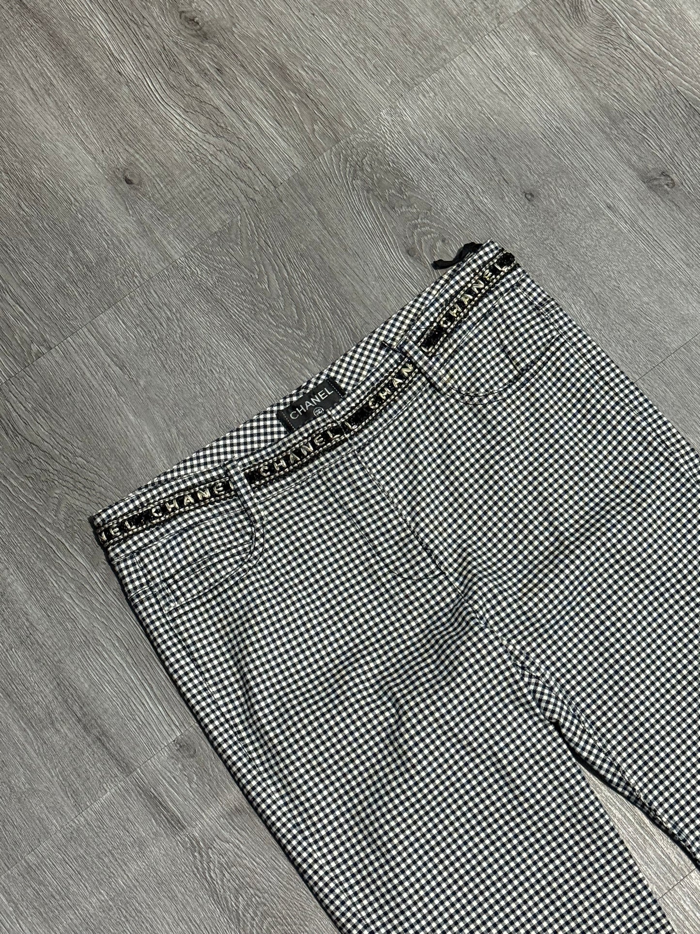 Chanel Cotton Elastane Pants Navy White