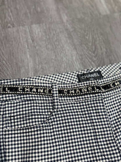 Chanel Cotton Elastane Pants Navy White