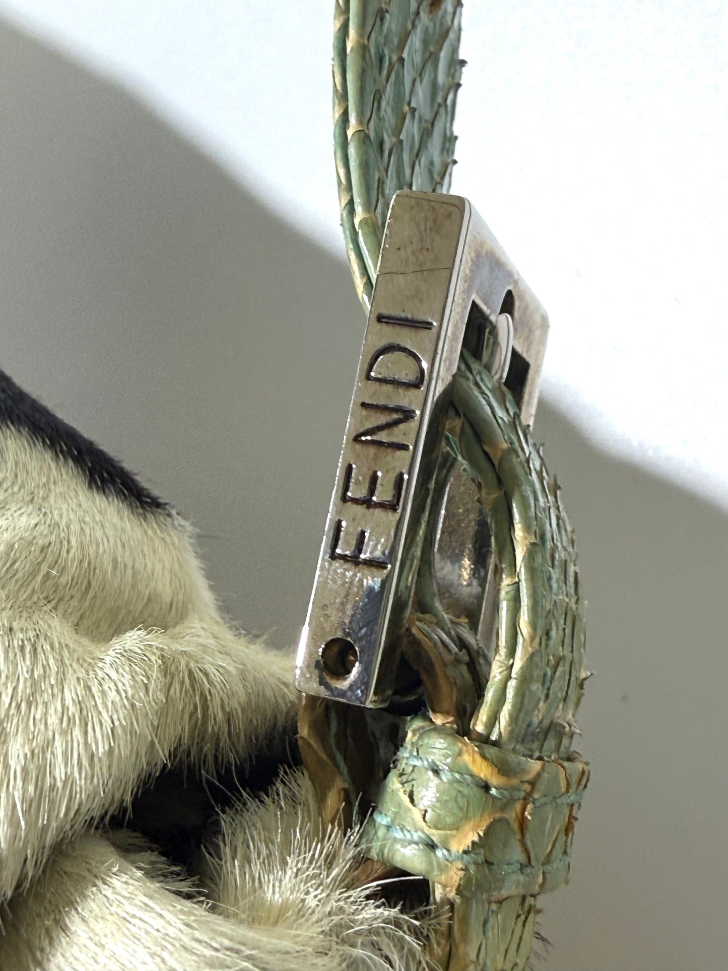Rare Fendi Python Trimmed Ponyhair Baguette Cow Print