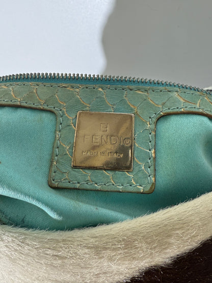 Rare Fendi Python Trimmed Ponyhair Baguette Cow Print