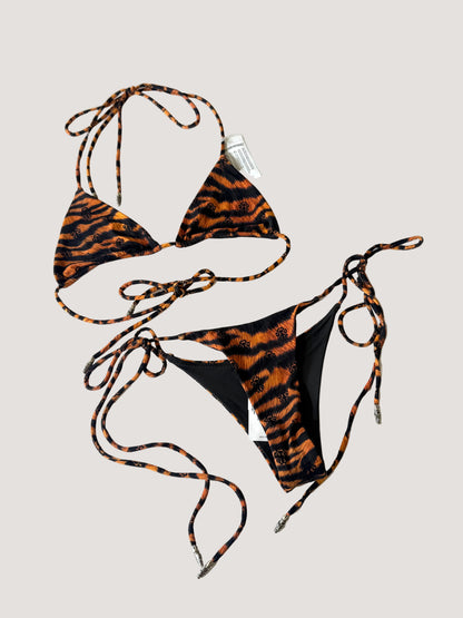 Chrome Hearts x Dipped in Blue Orange Tiger Bikini Set