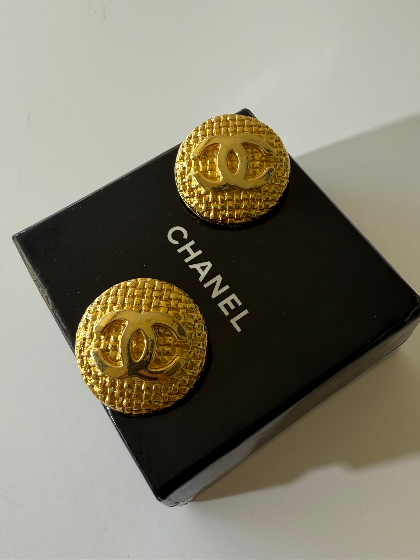 1990’s Chanel Gold Quilted CC Earrings