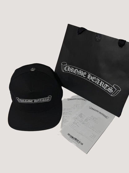 Chrome Hearts Black Embroidered Scroll Tucker Baseball Hat