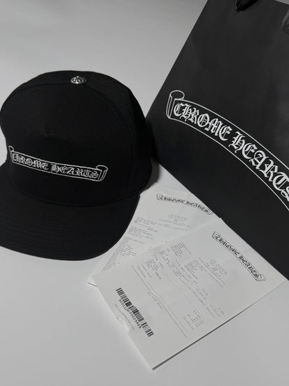 Chrome Hearts Black Embroidered Scroll Tucker Baseball Hat