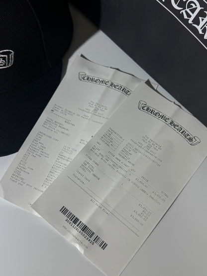 Chrome Hearts Black Embroidered Scroll Tucker Baseball Hat