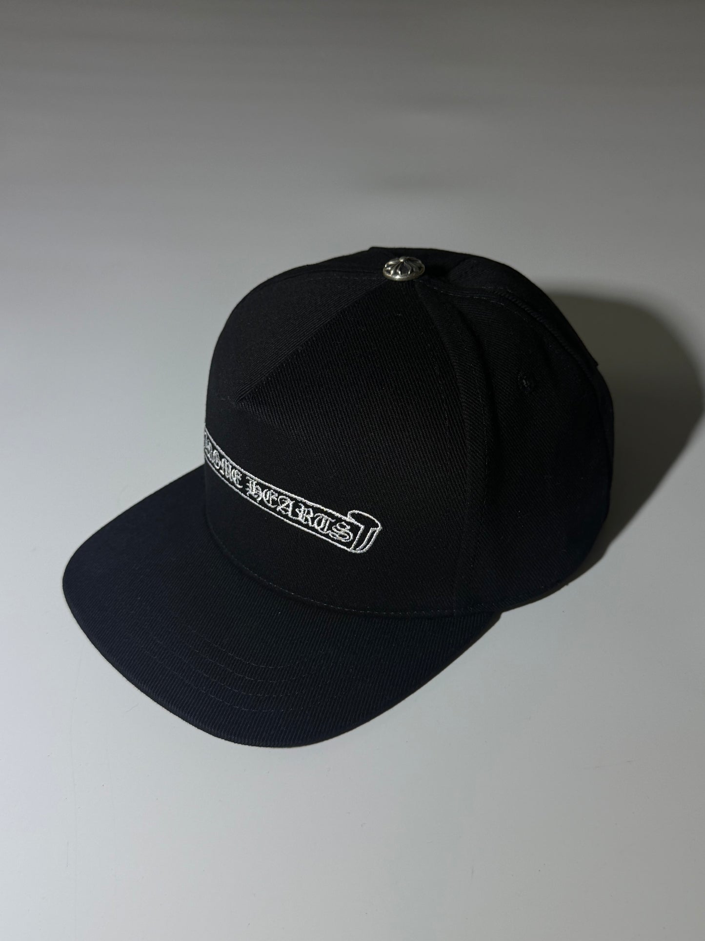 Chrome Hearts Black Embroidered Scroll Tucker Baseball Hat