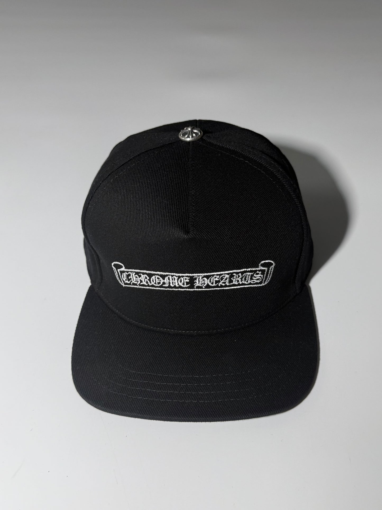 Chrome Hearts Black Embroidered Scroll Tucker Baseball Hat