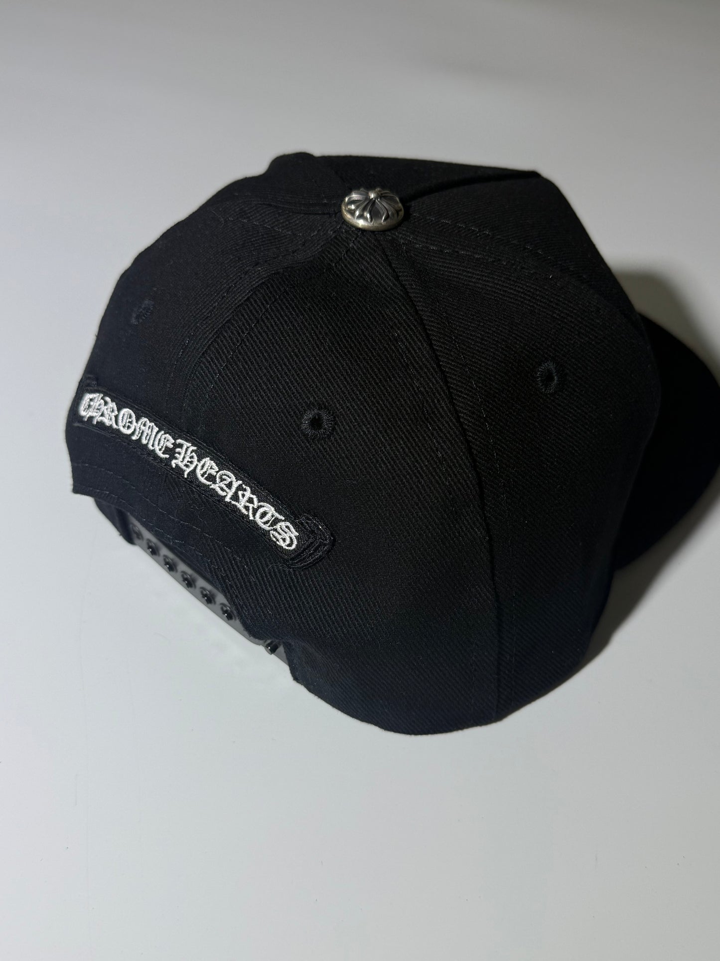 Chrome Hearts Black Embroidered Scroll Tucker Baseball Hat