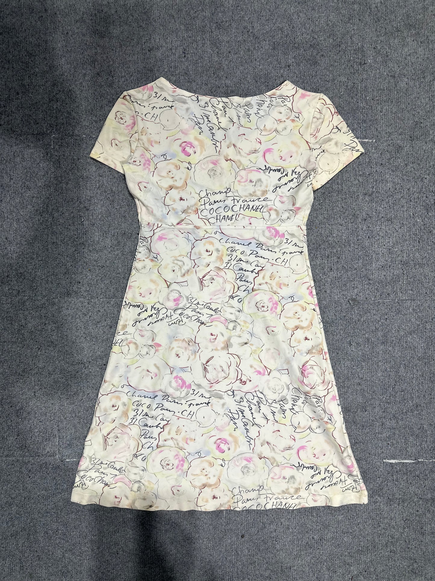 Chanel White Lycra Floral & Coco Print