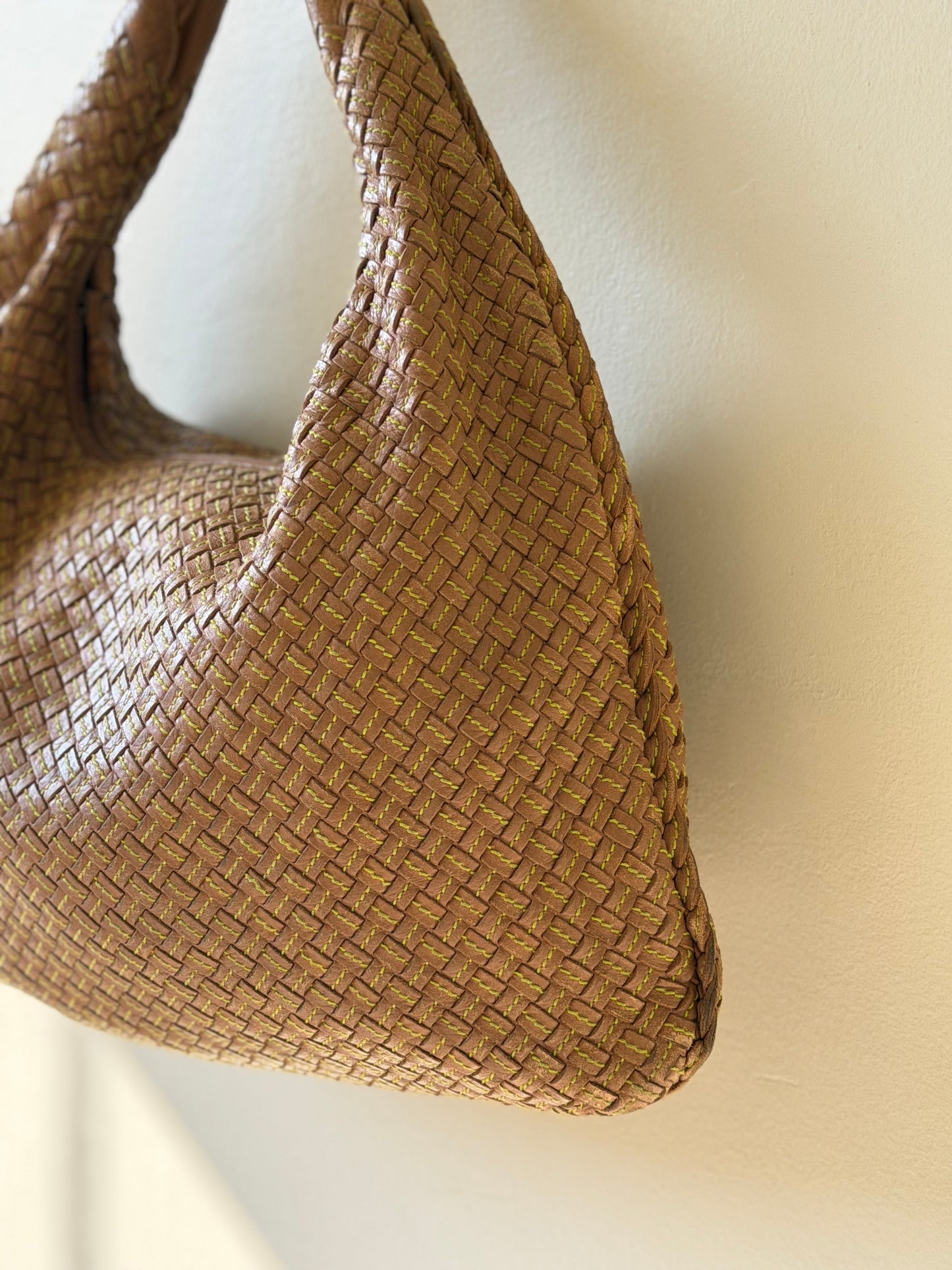 Bottega Veneta Intrecciato Woven Leather Hobo Brown Bag