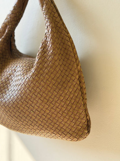 Bottega Veneta Intrecciato Woven Leather Hobo Brown Bag