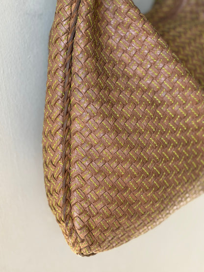Bottega Veneta Intrecciato Woven Leather Hobo Brown Bag