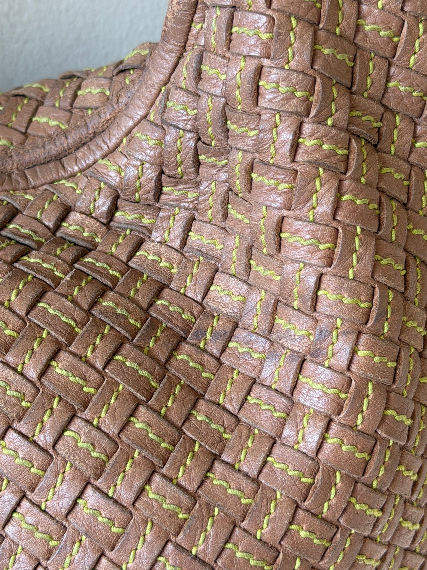 Bottega Veneta Intrecciato Woven Leather Hobo Brown Bag