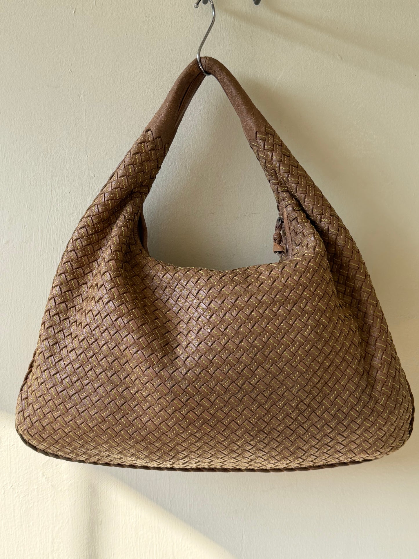 Bottega Veneta Intrecciato Woven Leather Hobo Brown Bag