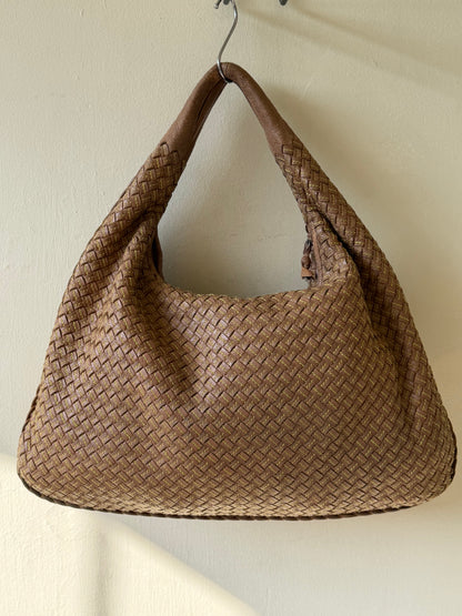 Bottega Veneta Intrecciato Woven Leather Hobo Brown Bag