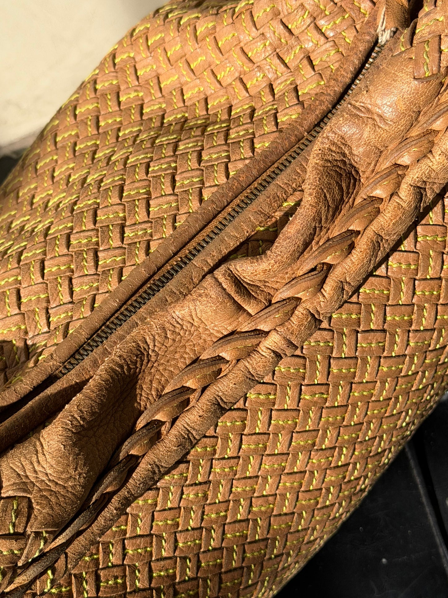 Bottega Veneta Intrecciato Woven Leather Hobo Brown Bag