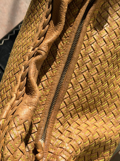 Bottega Veneta Intrecciato Woven Leather Hobo Brown Bag
