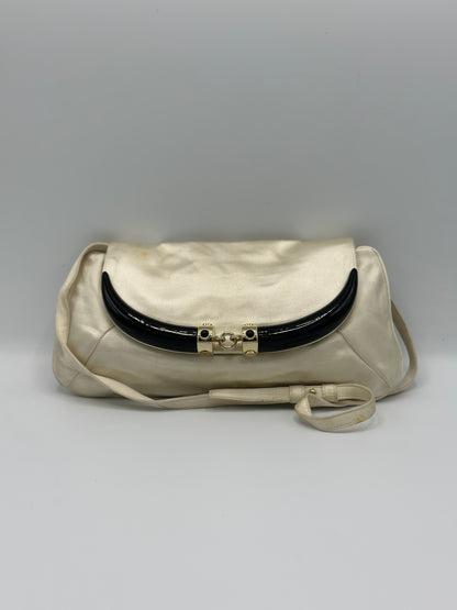 Saint Laurent Tom Ford Ivory Silk Horn Clutch
