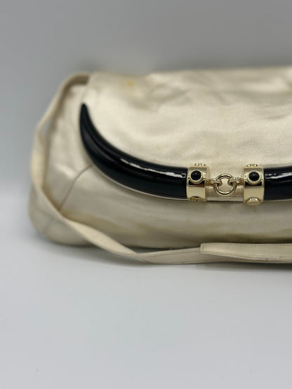 Saint Laurent Tom Ford Ivory Silk Horn Clutch