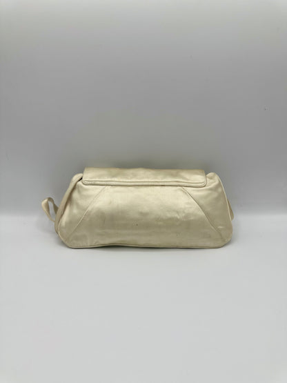Saint Laurent Tom Ford Ivory Silk Horn Clutch