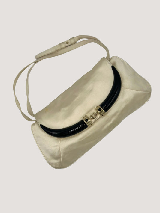 Saint Laurent Tom Ford Ivory Silk Horn Clutch