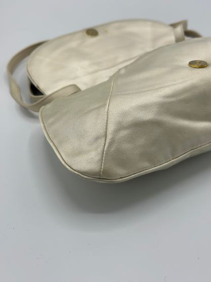 Saint Laurent Tom Ford Ivory Silk Horn Clutch