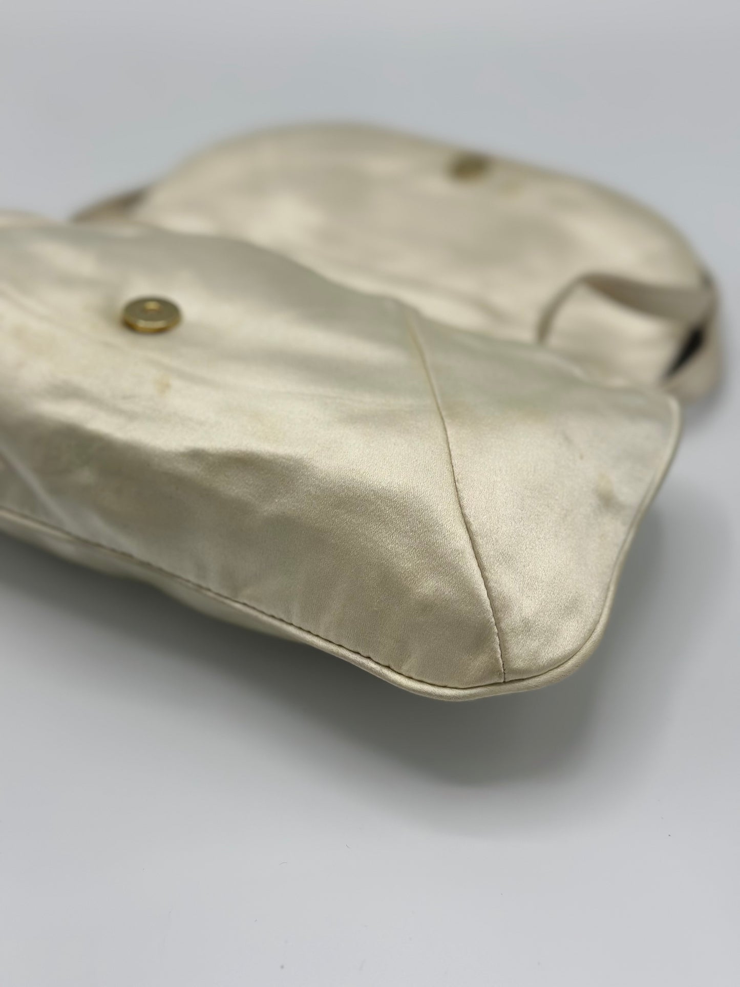 Saint Laurent Tom Ford Ivory Silk Horn Clutch