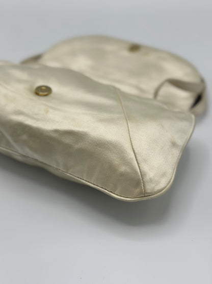 Saint Laurent Tom Ford Ivory Silk Horn Clutch