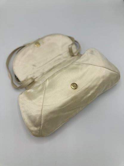 Saint Laurent Tom Ford Ivory Silk Horn Clutch