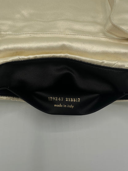 Saint Laurent Tom Ford Ivory Silk Horn Clutch