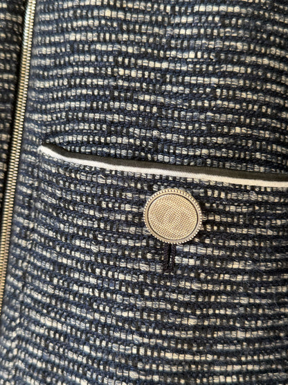 Chanel Spring 2017 Fantasy Tweed Coat in Navy and White
