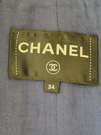 Chanel Spring 2017 Fantasy Tweed Coat in Navy and White