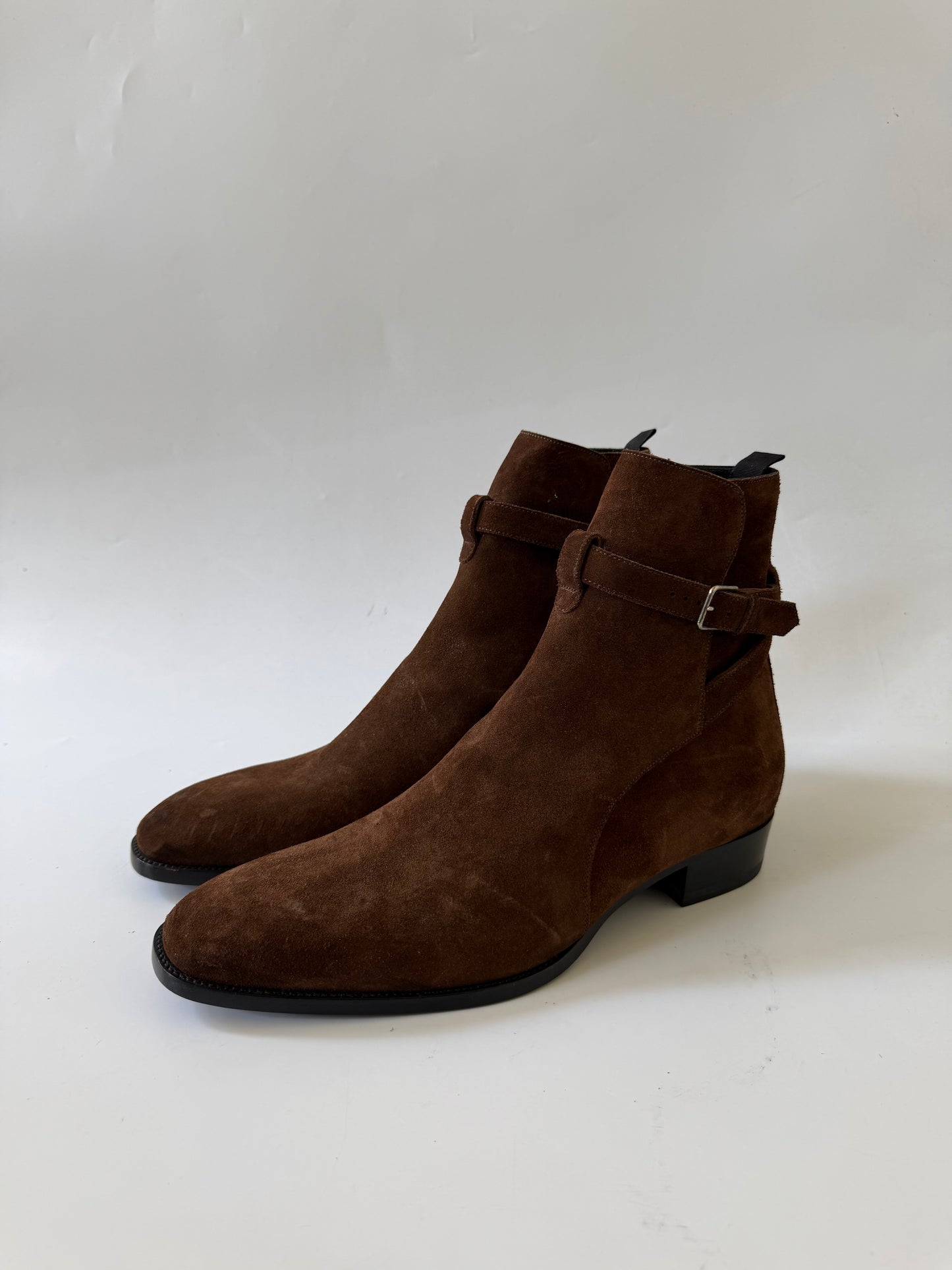 Saint Laurent Brown Suede Wyatt Jodhpur Ankle Boots