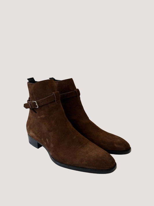 Saint Laurent Brown Suede Wyatt Jodhpur Ankle Boots